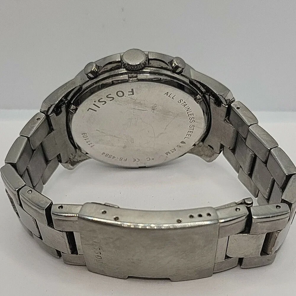 Fossil Grant FS4584 Men's Silver Stainless Steel Analog Dial Quartz Watch AM891